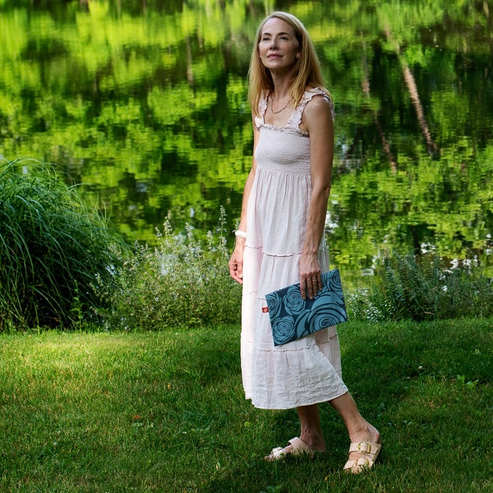 Rosa Rugosa Canvas Clutch, Rainwashed