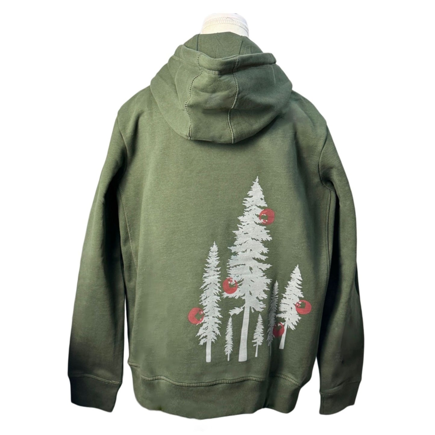 Holiday Pine 100% Organic Cotton Pullover Hoodie, Forest Green