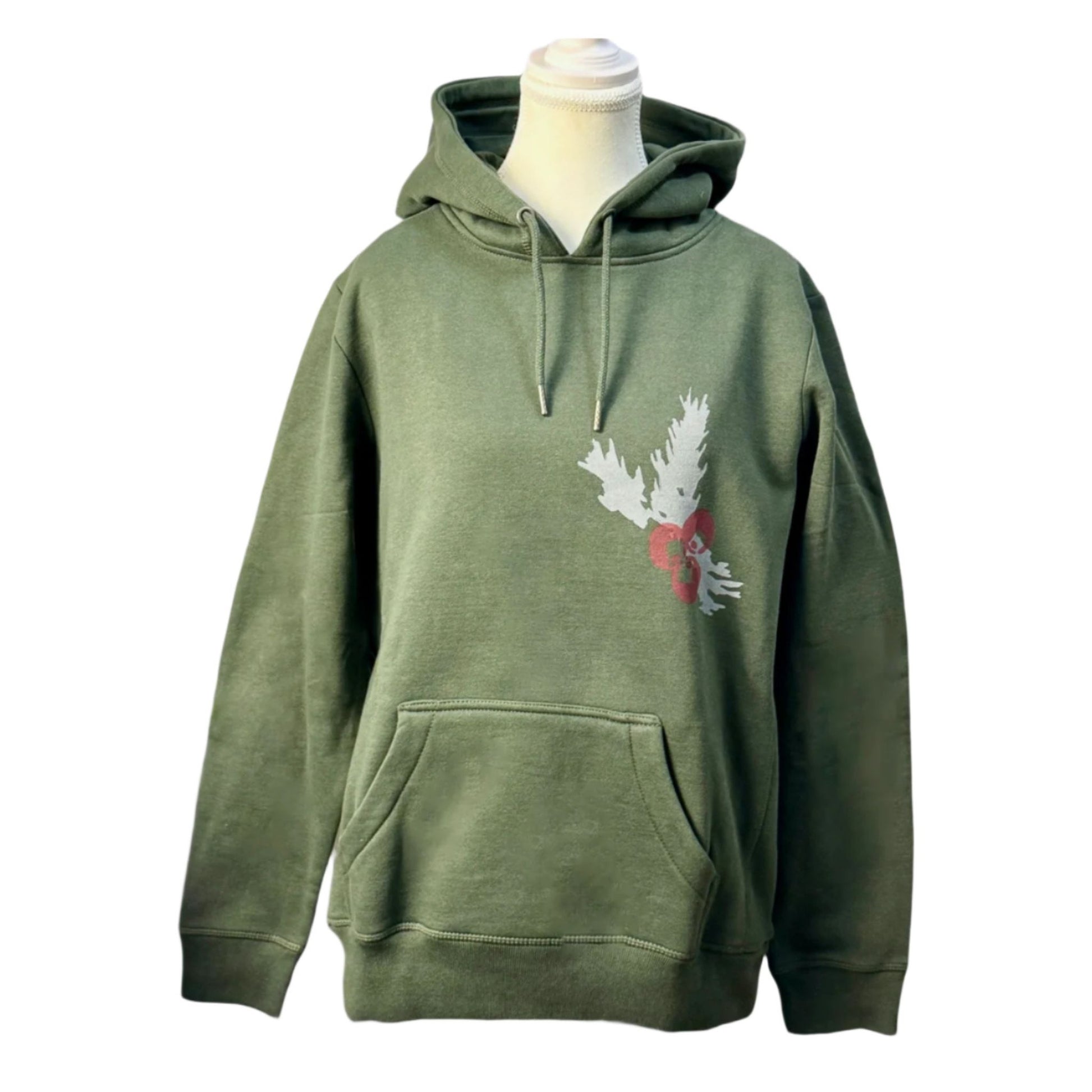 Holiday Pine 100% Organic Cotton Pullover Hoodie, Forest Green