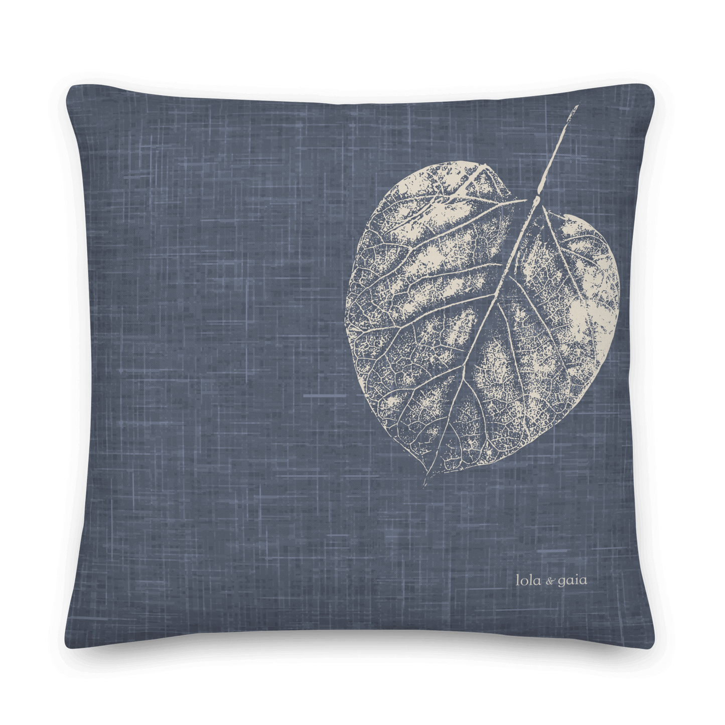 Catalpa Leaf Pillow, Blue Linen