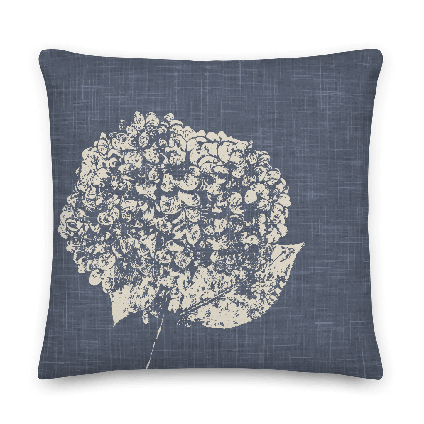 Hydrangea Pillow, Blue Linen